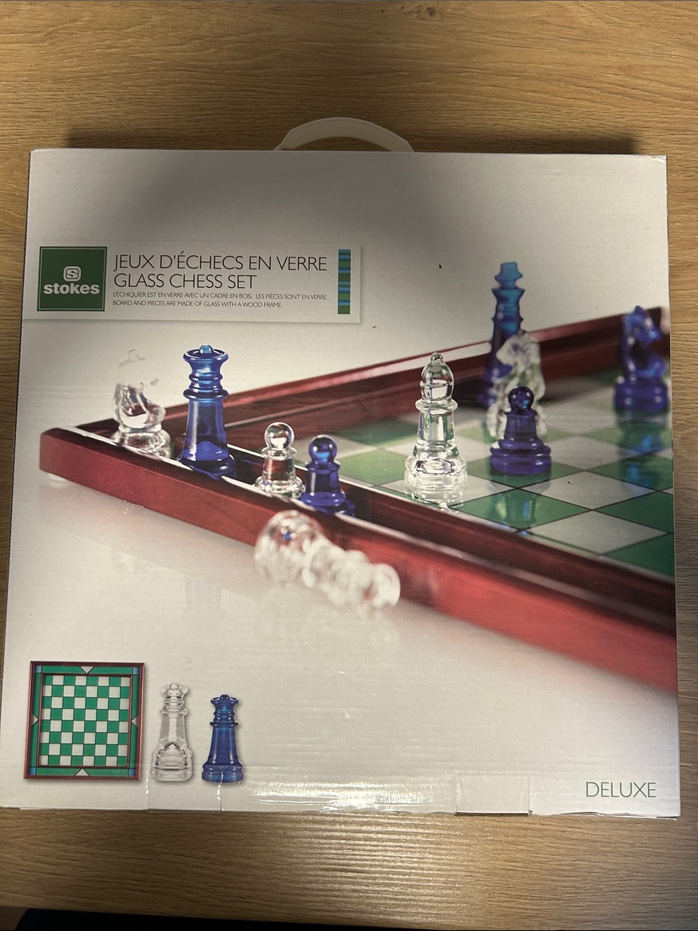 Stokes Glass Chess Set - Clear & Blue